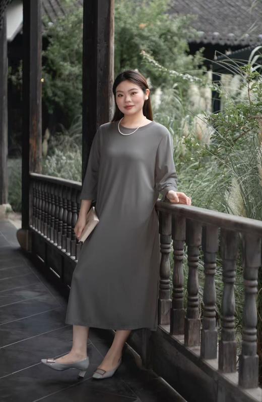 现货👍套头t恤连衣裙【直筒A字连衣裙】天丝罗马布，垂顺亲肤！适合通勤、休闲场合，夏秋过渡连衣裙~ 通勤休闲两穿 | 遮肉八分袖 | 夏秋百搭，天丝罗马布面料，亲肤、透气、柔软、弹力大，面料非常垂顺！ 商品图8