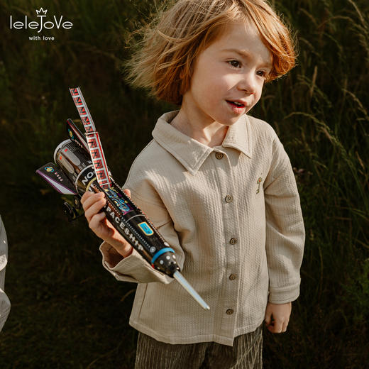 【云优选】lelejove北欧风儿童衬衫25早秋宝宝肌理感纯色翻领衬衫长袖上衣 商品图3