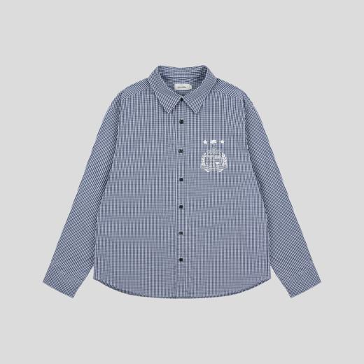 GOODBAI 学院组合logo印花翻领oversize长袖衬衫 商品图3