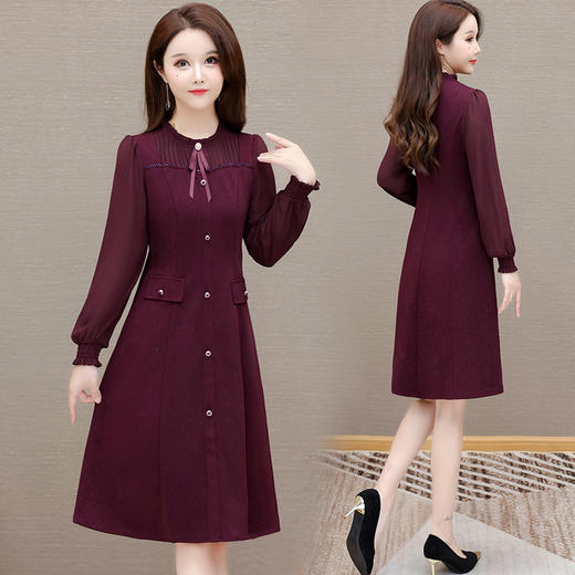 QYM 54A2505-Y连衣裙时尚新款镶钻中长裙 商品图2