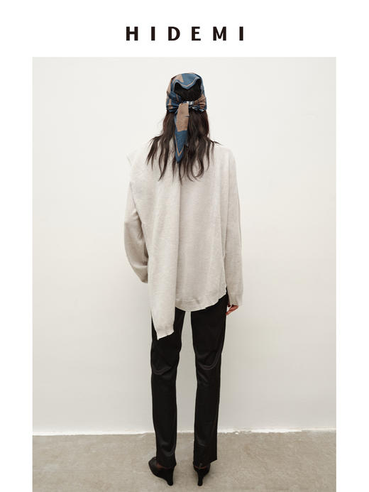 HIDEMI 美丽奴羊毛不对称多穿式毛织上衣 商品图5