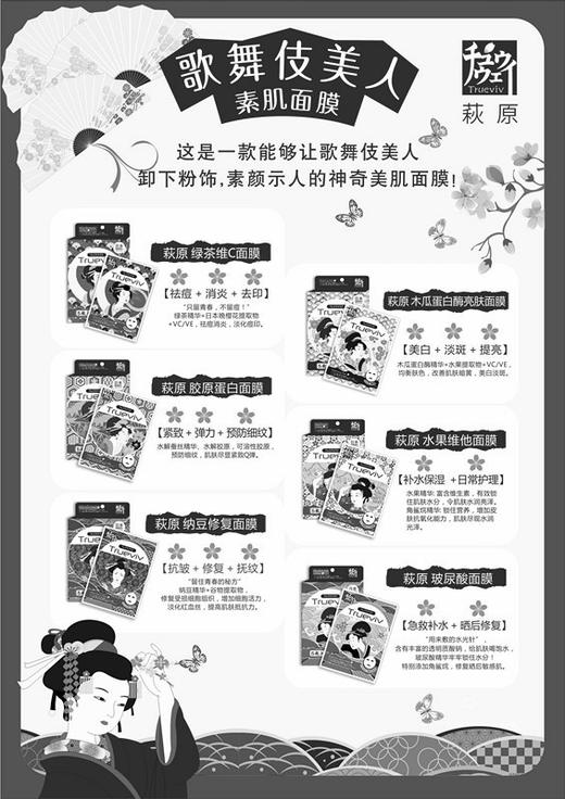 【中欧班列】日本进口萩原面膜补水保湿超薄水润亮泽锁水胶原蛋白面膜绿茶VC面膜水果维他面膜玻尿酸面膜5片装 商品图8