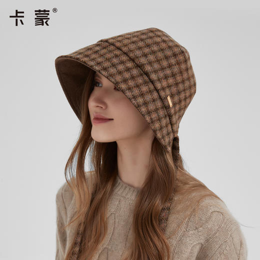 *【卡蒙】法式格纹绵羊毛混纺两戴渔夫帽KM-5305 商品图1