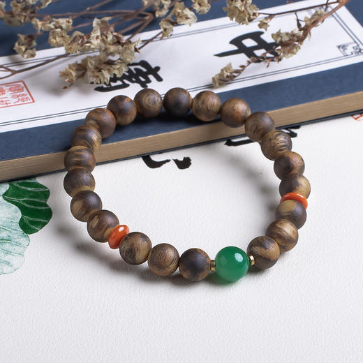 xy0529虎斑纹沉香+非洲翠南红手串 商品图3
