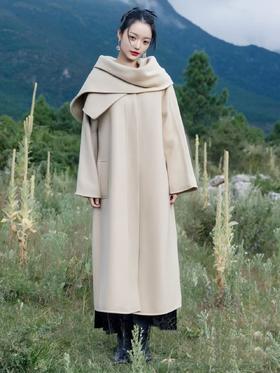 【高端系列】手工定制117款100%澳洲超细羊毛围巾可系腰带长款双面尼大衣-喜出