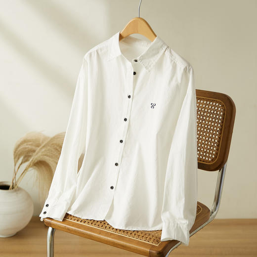 馥迦简约刺绣纯棉衬衫 商品图3