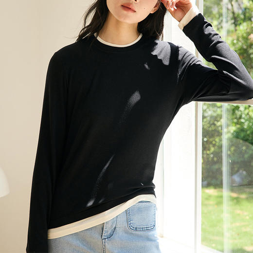 馥迦天丝醋酸假两件打底衫 商品图2