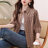夏装新款女士时尚衬衫中袖上衣女秋夏妈妈装宽松遮肚显瘦棉衬衣潮 商品缩略图1