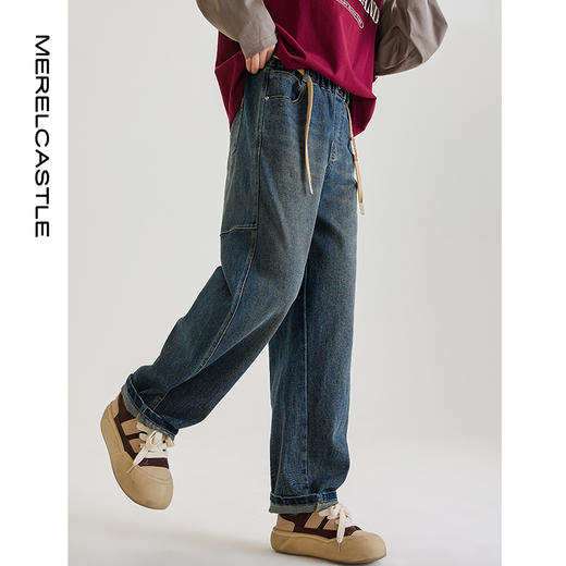 女童牛仔裤春秋款2024新款儿童初中生秋季长裤女大童秋装直筒裤子 商品图3