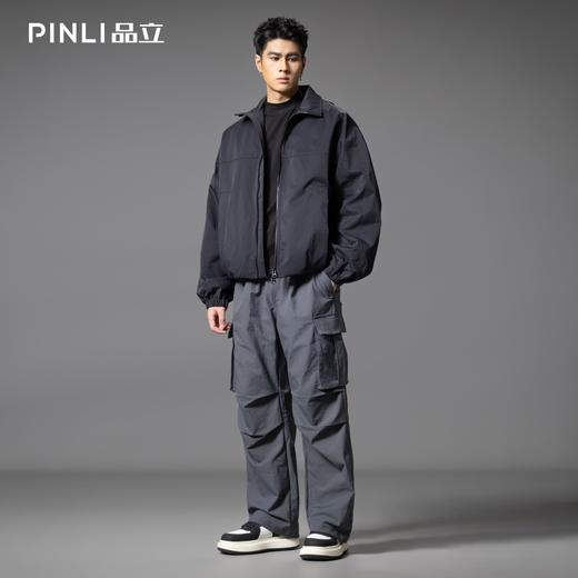 PINLI品立2025秋季新款潮牌大口袋工装裤宽松直筒伞兵休闲长裤男GD253117024 商品图2