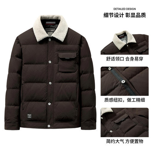 【含鸭绒】圣得西男士保暖工装羽绒服2025冬新款羊毛混纺翻领外套 商品图4