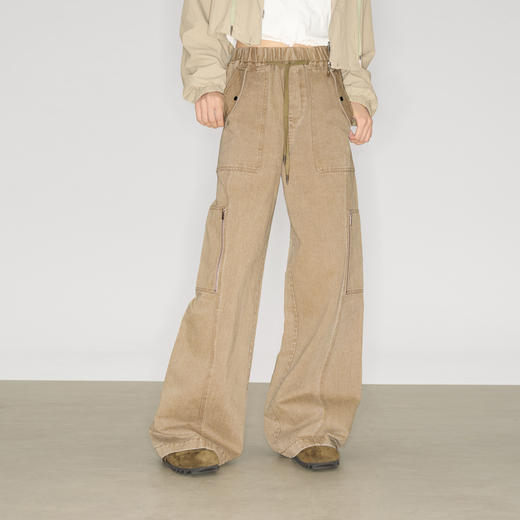 lost in echo2025早秋新款时髦工装感大口袋宽松休闲松紧腰阔腿裤 商品图0