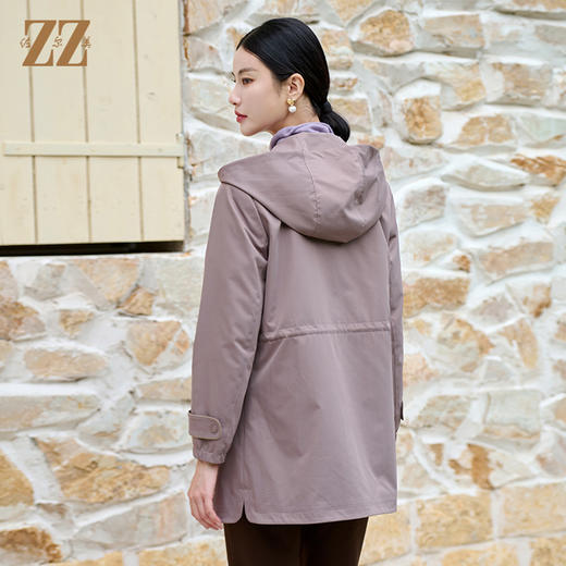 佐尔美时尚气质简约百搭连帽中长款风衣女M43FZ05 商品图4