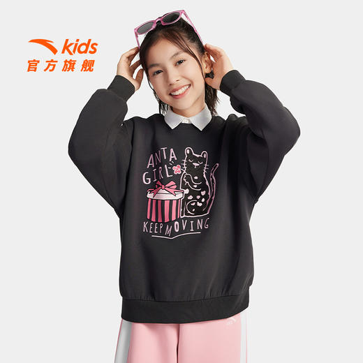安踏儿童卫衣女童套头衫2025秋季新款中大童休闲卫衣长袖上衣362538703 商品图2