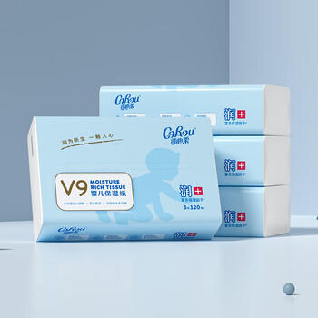 可心柔（COROU）抽纸 保湿纸巾 3层120抽*4包加大M码 乳霜纸新生儿抽纸囤货装 /家庭清洁/纸品 /清洁纸品 /抽纸 商品图5