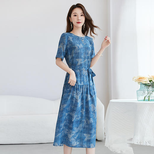 原创国风显瘦中长裙，极简通勤真丝连衣裙SM-82501731 商品图2