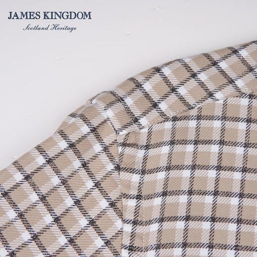 【休闲云染格纹 100%棉】占姆士男士春秋季新款纯棉云染修身格纹衬衫 商品图4