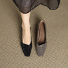 【预售5天】方头水钻浅口真皮粗跟单鞋女秋季新款一脚蹬中跟鞋子YX&A1851 商品缩略图0