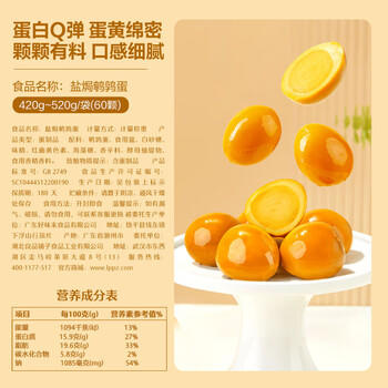 良品铺子盐焗鹌鹑蛋卤蛋420g小包装60颗铁蛋即食营养早餐网红休闲小吃 /休闲食品 /蛋类制品 /鹌鹑蛋类 商品图4