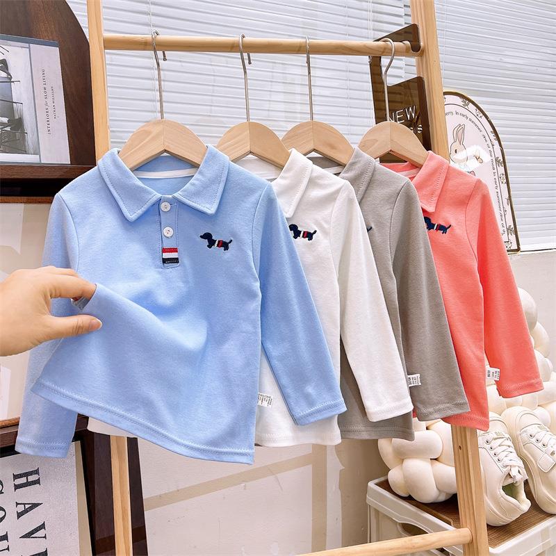 【39元任选2件】欢喜兔纯棉Polo衫开学季校服内搭长袖t恤新款男童宝宝打底衣女童上衣童80-140