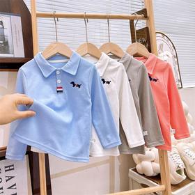 【39元任选2件】欢喜兔纯棉Polo衫开学季校服内搭长袖t恤新款男童宝宝打底衣女童上衣童80-140