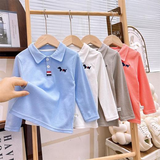 【39元任选2件】欢喜兔纯棉Polo衫开学季校服内搭长袖t恤新款男童宝宝打底衣女童上衣童80-140 商品图0