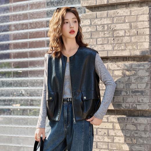 WAY81022025新款时尚宽松皮衣外套女短款小个子高级感机车服皮夹克上衣 商品图4