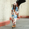 绽放女装477朵/雨露麻色块印花插肩袖系带宽松时尚秋季长袖连衣裙 商品缩略图0