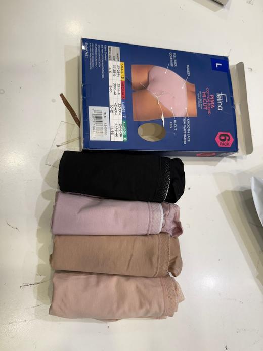 瑕疵Felina 女士匹马棉混纺蕾丝腰边弹力柔软舒适透气三角内裤六条装（实际4条） 商品图1