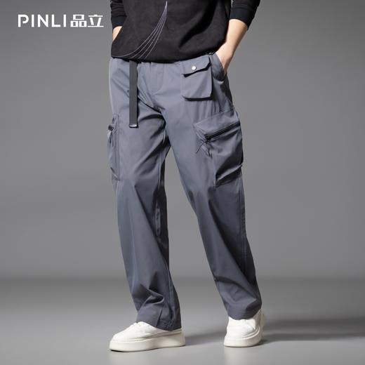 PINLI品立2025秋季新款男士系皮带宽松直筒工装裤多口袋休闲长裤GD253117026 商品图2