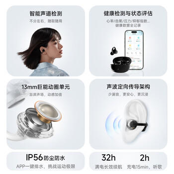 漫步者（EDIFIER）Lolli Clip云感智能耳夹 主动降噪蓝牙耳机 运动耳机 适用苹果华为小米OPPO 冰川白 /数码 /影音娱乐 /蓝牙/无线耳机 商品图2