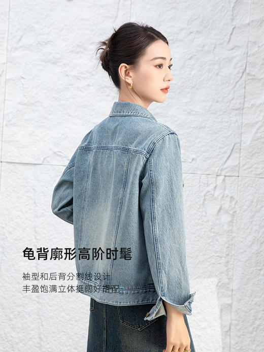 秋新款复古丹宁高克棉宽松显瘦牛仔外套 商品图8