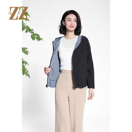 佐尔美秋季上新几何印花连帽显高显瘦百搭休闲上衣女M43FD13 商品图4