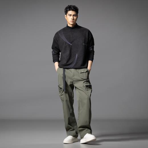 PINLI品立2025秋季新款男士系皮带宽松直筒工装裤多口袋休闲长裤GD253117026 商品图4