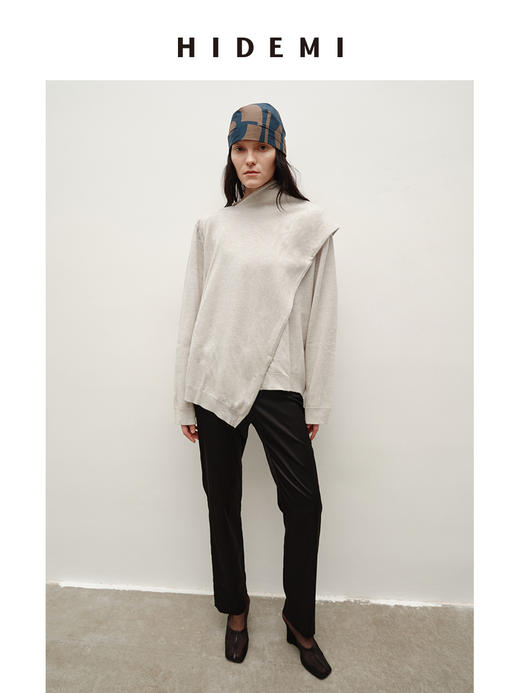 HIDEMI 美丽奴羊毛不对称多穿式毛织上衣 商品图1