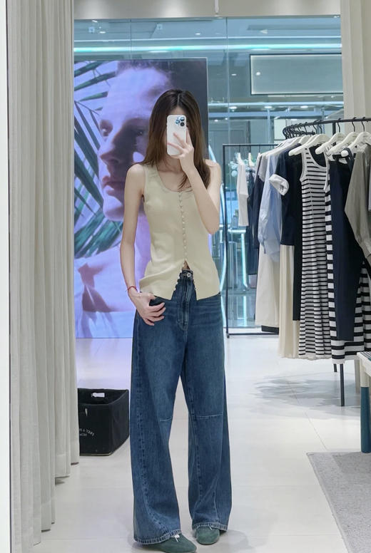 815-4 高圆圆同款 ed秋季新款 大U领法式包扣 桑蚕丝棉混纺 针织背心 商品图12