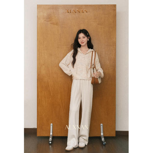 鹿向南「霓虹烬霭」慵懒风彩色条纹连帽卫衣女初秋宽松巨显瘦上衣 商品图4