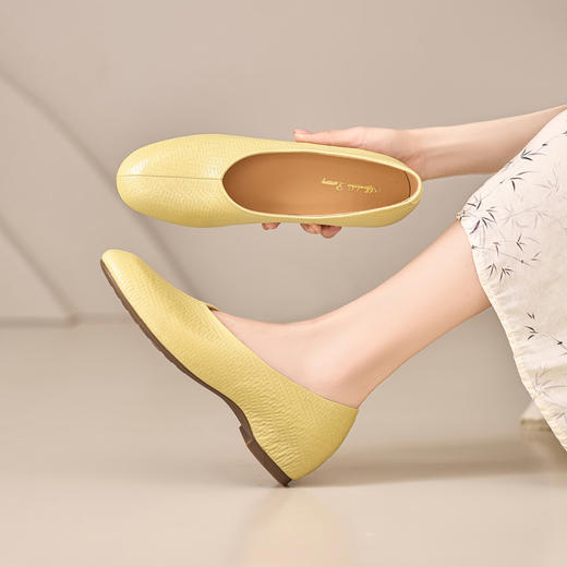 【预售5天】舒适柔软法式优雅圆头头层羊皮低跟单鞋女MBJR&6952 商品图2