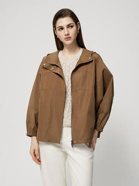 【连帽休闲夹克外套】25年秋冬新品女士连帽防风舒适薄款外套