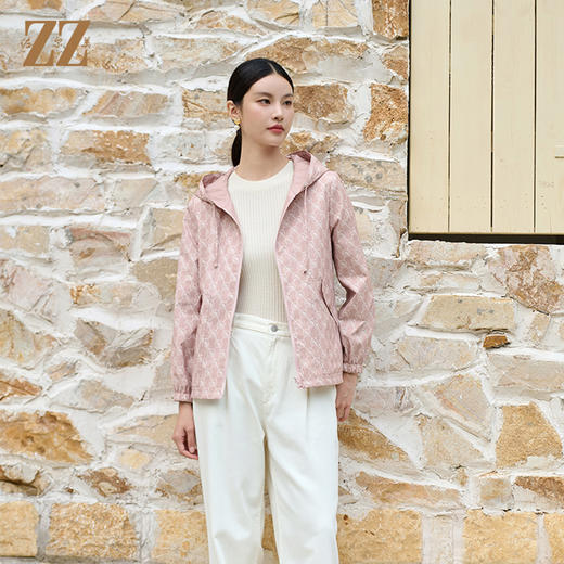 佐尔美秋装上新时尚几何印花风衣外套女M43FD19 商品图4