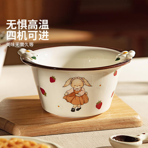 摩登主妇赫拉兔面碗泡面碗家用陶瓷汤碗个人专用方便面碗可爱餐具 商品图3