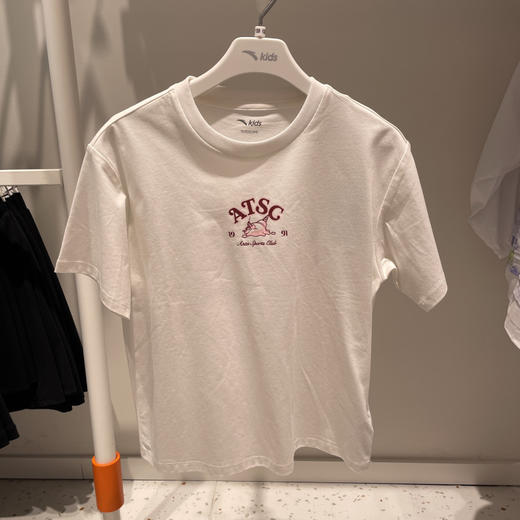 安踏儿童针织衫2025夏女大童舒适清爽印花圆领短袖T恤 362528130R 商品图0