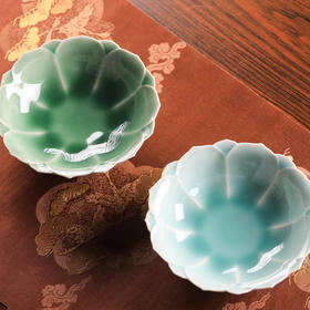 雷慧仙青瓷粉青莲瓣盘