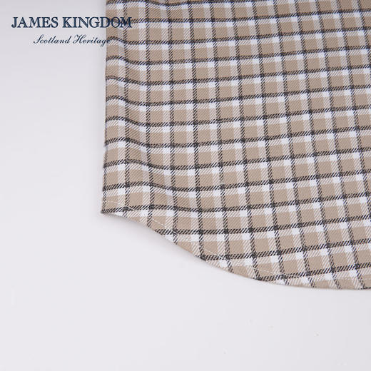 【休闲云染格纹 100%棉】占姆士男士春秋季新款纯棉云染修身格纹衬衫 商品图6