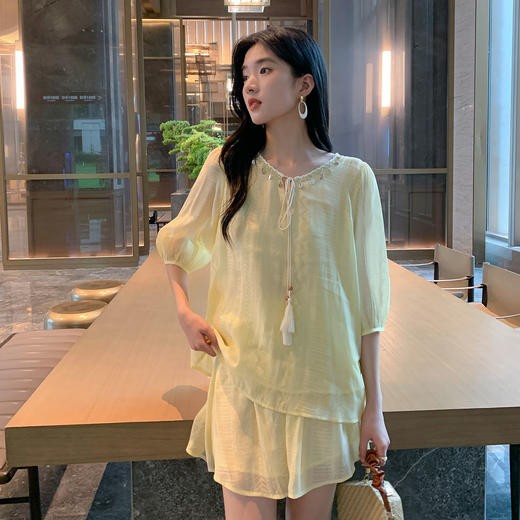 奢姿大码女装2025夏季胖妹妹时尚流苏系带设计波西米亚风两件套9952969868 商品图4