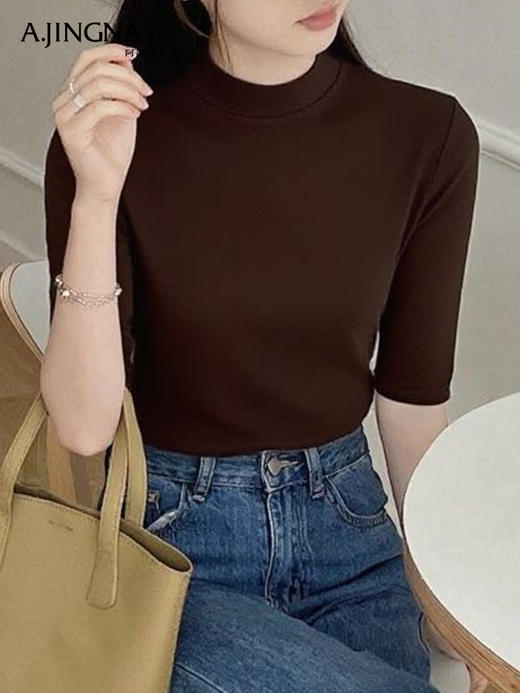 【超值秒杀】阿菁娜秋冬百搭打底衫修身显瘦纯棉内搭上衣F30Q302030 商品图1