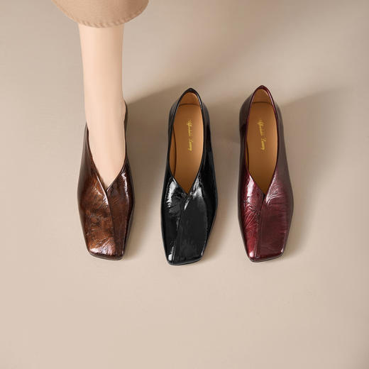 【预售5天】时尚经典女士小皮鞋气质百搭舒适头层牛皮粗跟方头浅口高跟单鞋MBJR&6939 商品图4