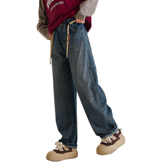 女童牛仔裤春秋款2024新款儿童初中生秋季长裤女大童秋装直筒裤子 商品图4