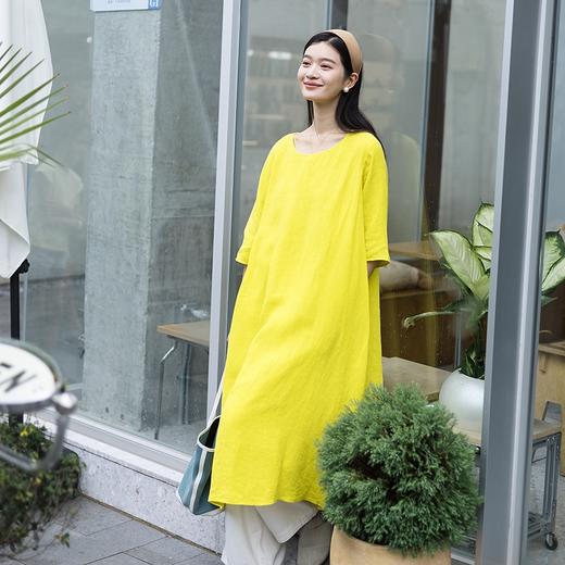 绽放女装552朵/高端加密水果酵素洗亚麻中袖多巴胺连衣裙女度假裙 商品图3