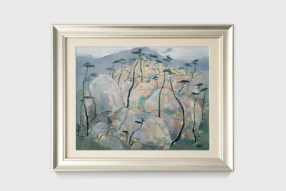 吴冠中|《崂山松石》—— 综合版（油画）